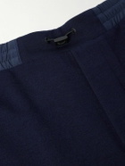 SEASE - Straight-Leg Shell-Trimmed Wool-Blend Drawstring Trousers - Blue
