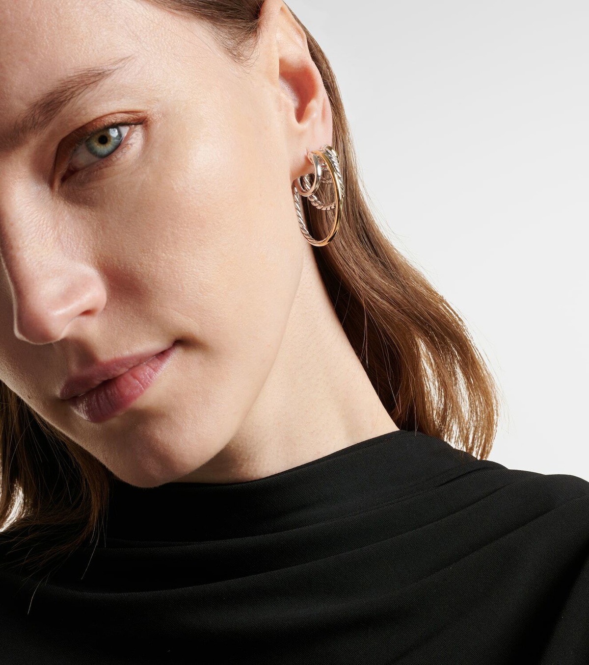 David Yurman DY Mercer® 18kt gold and silver earrings with diamonds