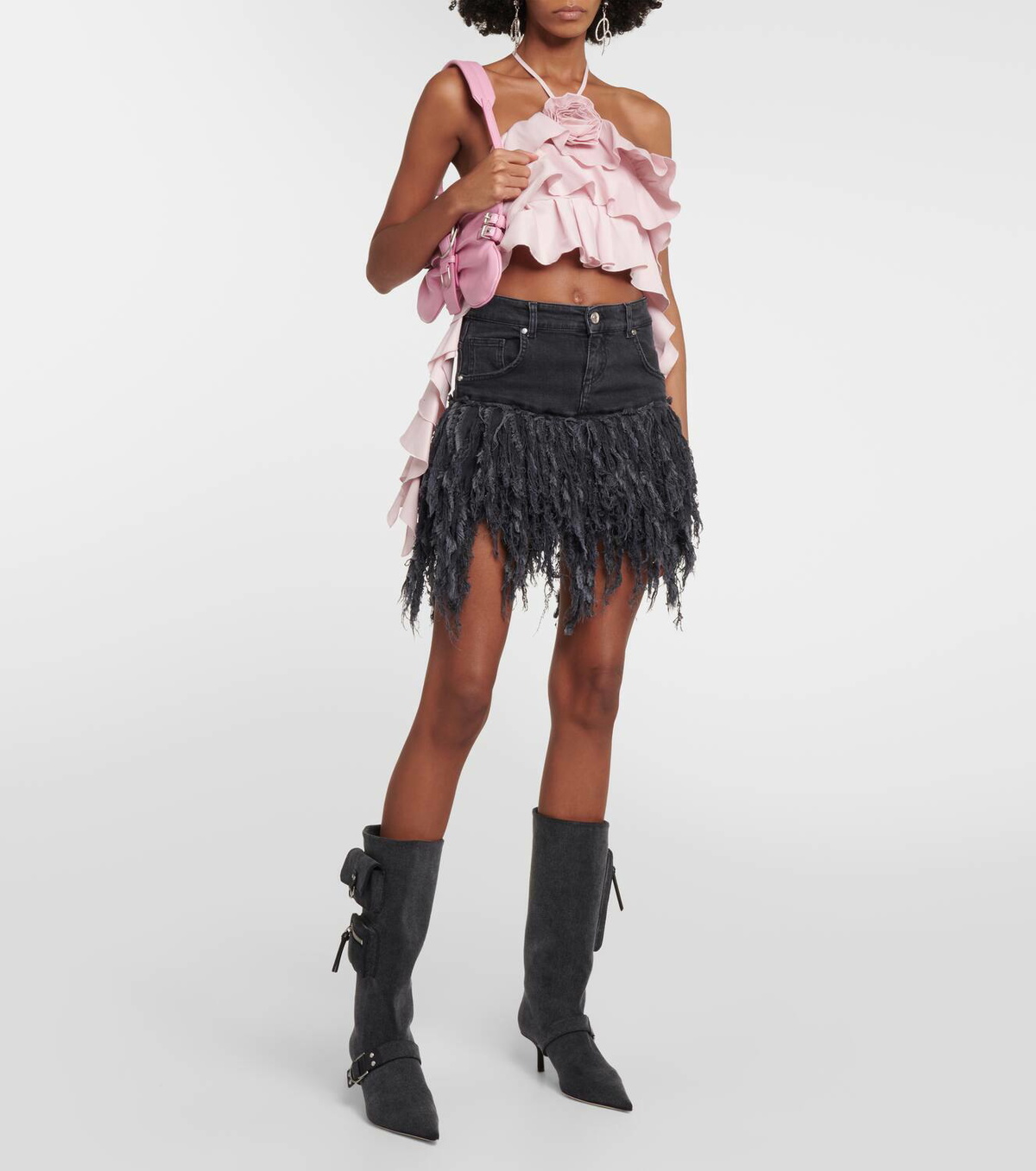 Blumarine Jeanne denim knee-high boots