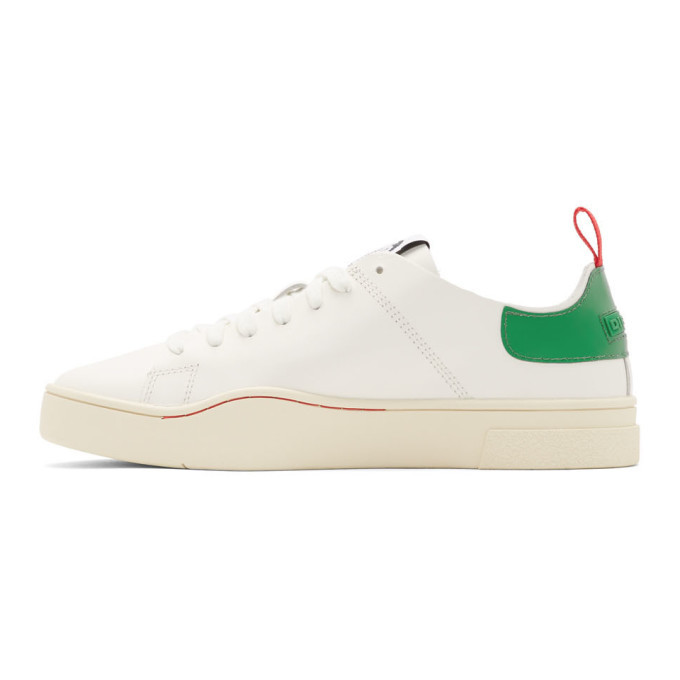 Diesel White and Green S-Clever LS Low Sneakers Diesel