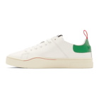 Diesel White and Green S-Clever LS Low Sneakers
