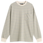 Beams Plus Men's Long Sleeve Multi Pin Pocket T-Shirt in Off White
