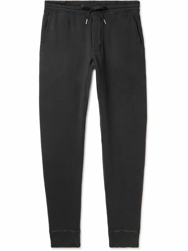 Photo: TOM FORD - Tapered Garment-Dyed Cotton-Jersey Sweatpants - Black