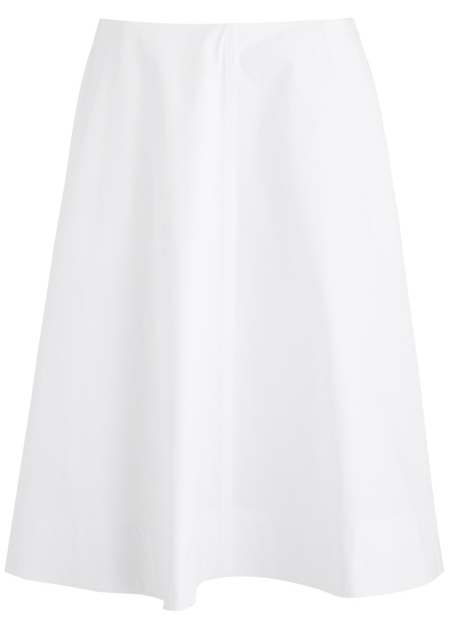 Khaite Renta Cotton-poplin Midi Skirt White Khaite