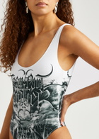 Jean Paul Gaultier Diablo Printed Swimsuit White And Black