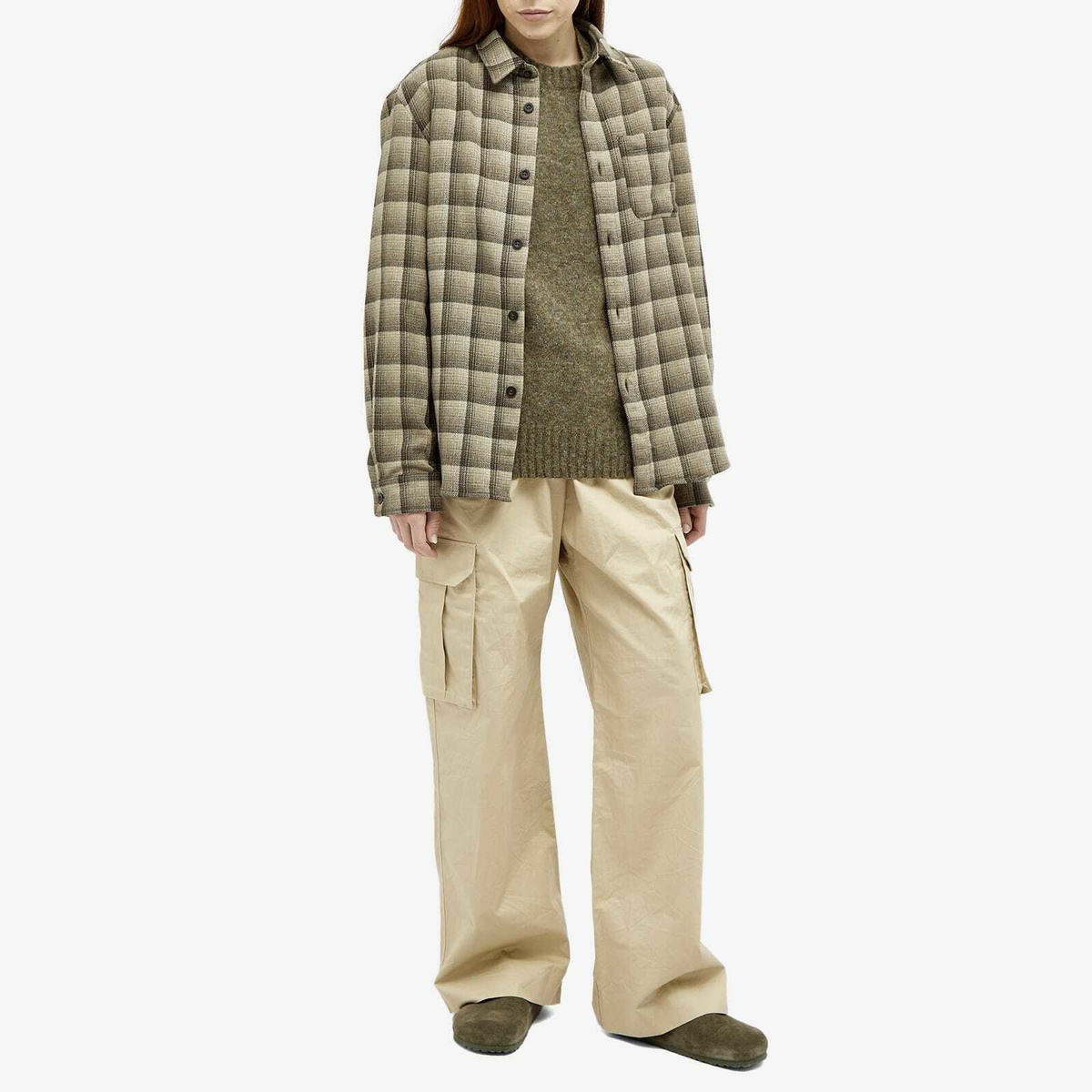 A.P.C. Trek Check Overshirt in Dark Beige