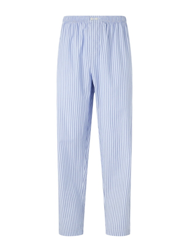 Photo: TEKLA - Straight-Leg Striped Organic Cotton Pyjama Trousers - Blue