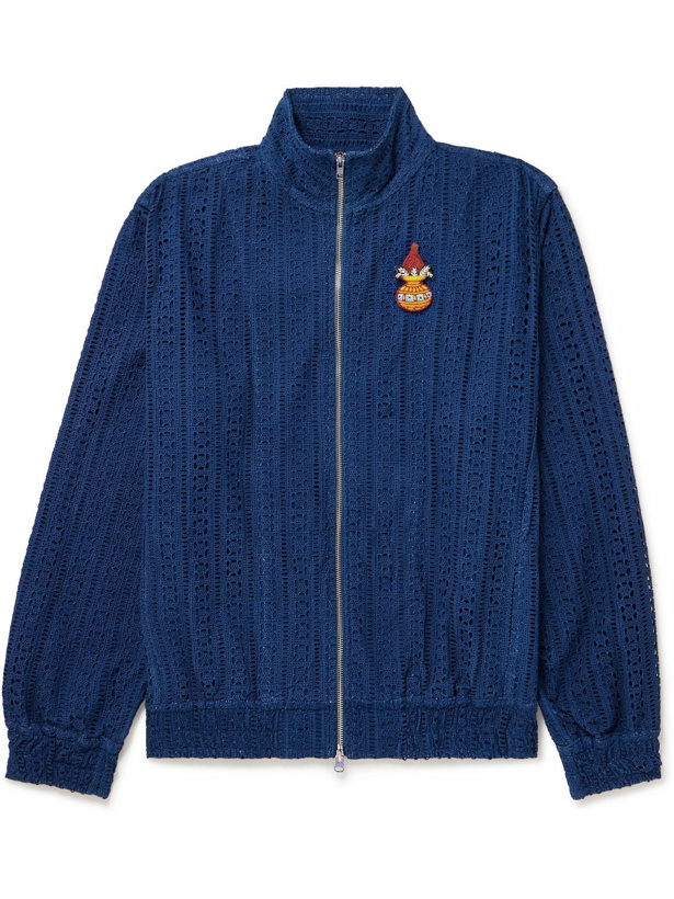 Photo: Kardo - Schiffli Embroidered Cotton Bomber Jacket - Blue