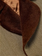 Kingsman - Shackleton Double-Breasted Belted Shearling-Trimmed Wool Coat - Brown