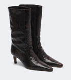 JUDE Cave snake-effect leather ankle boots