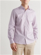 Brunello Cucinelli - Cutaway-Collar Striped Cotton-Poplin Shirt - Purple