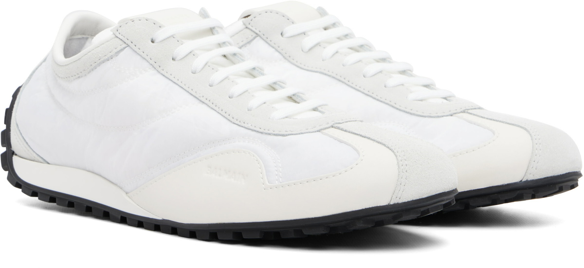 BALMAIN White Racing Low Sneakers