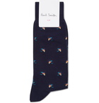 Paul Smith - Umbrella-Jacquard Stretch Cotton-Blend Socks - Navy