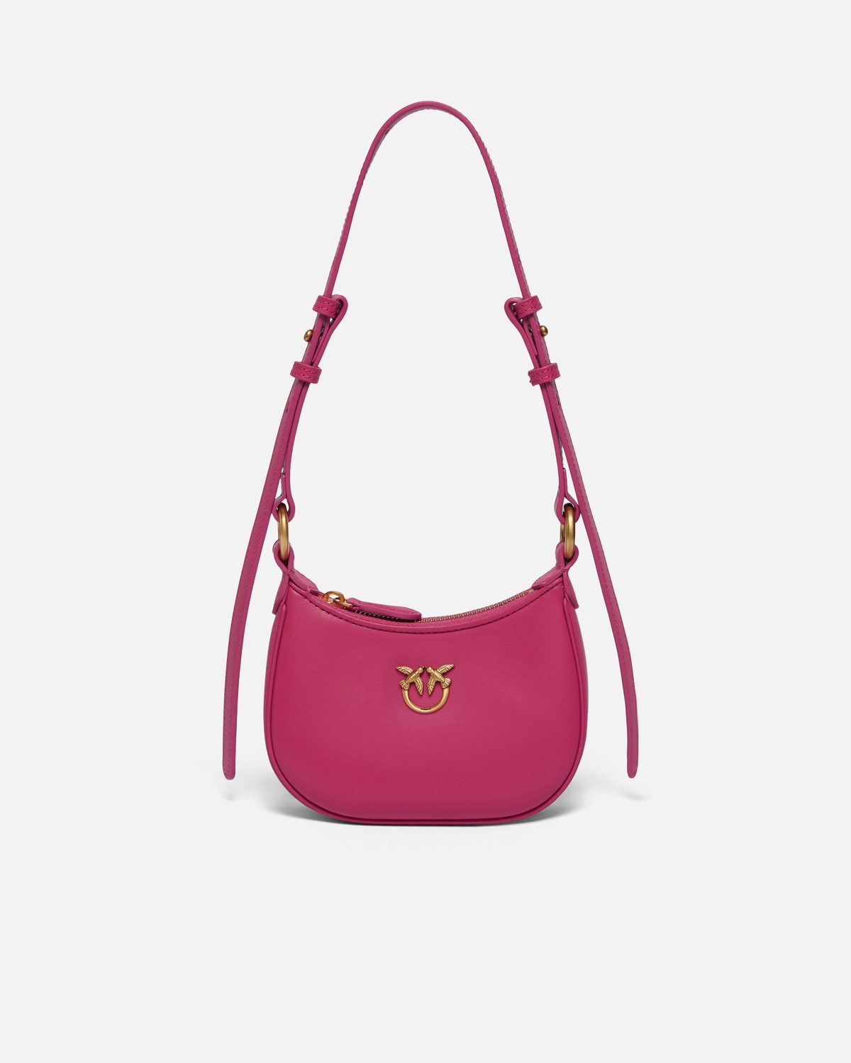 Pinko Half Moon Baby Leather Shoulder Bag Pinko Pink Antique