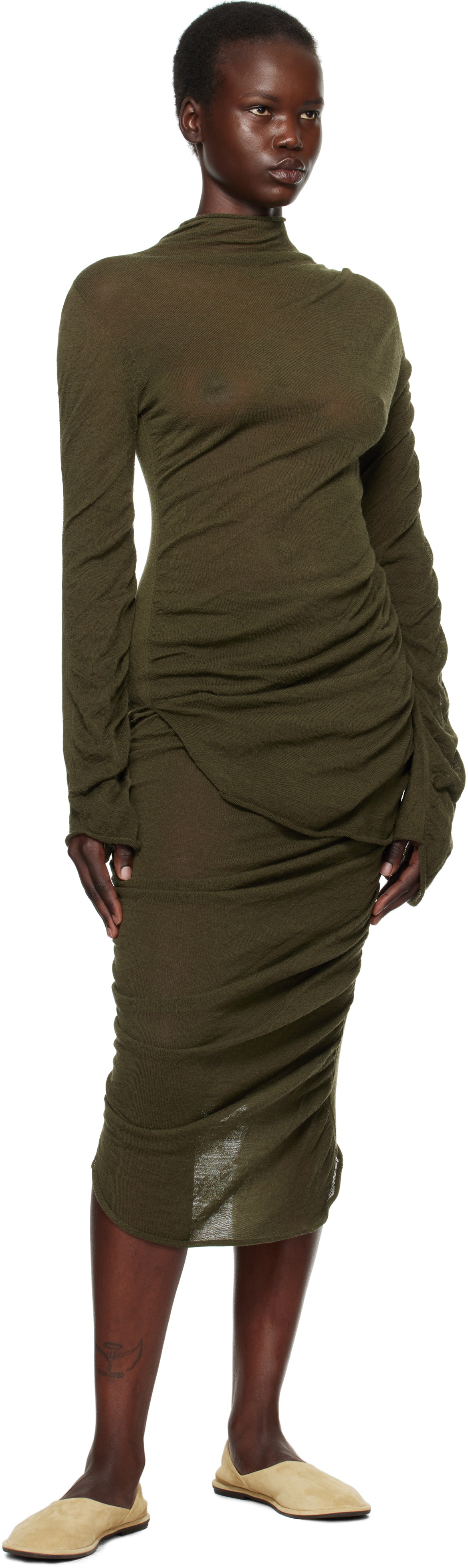 ISSEY MIYAKE Green Ambiguous Wool Sweater