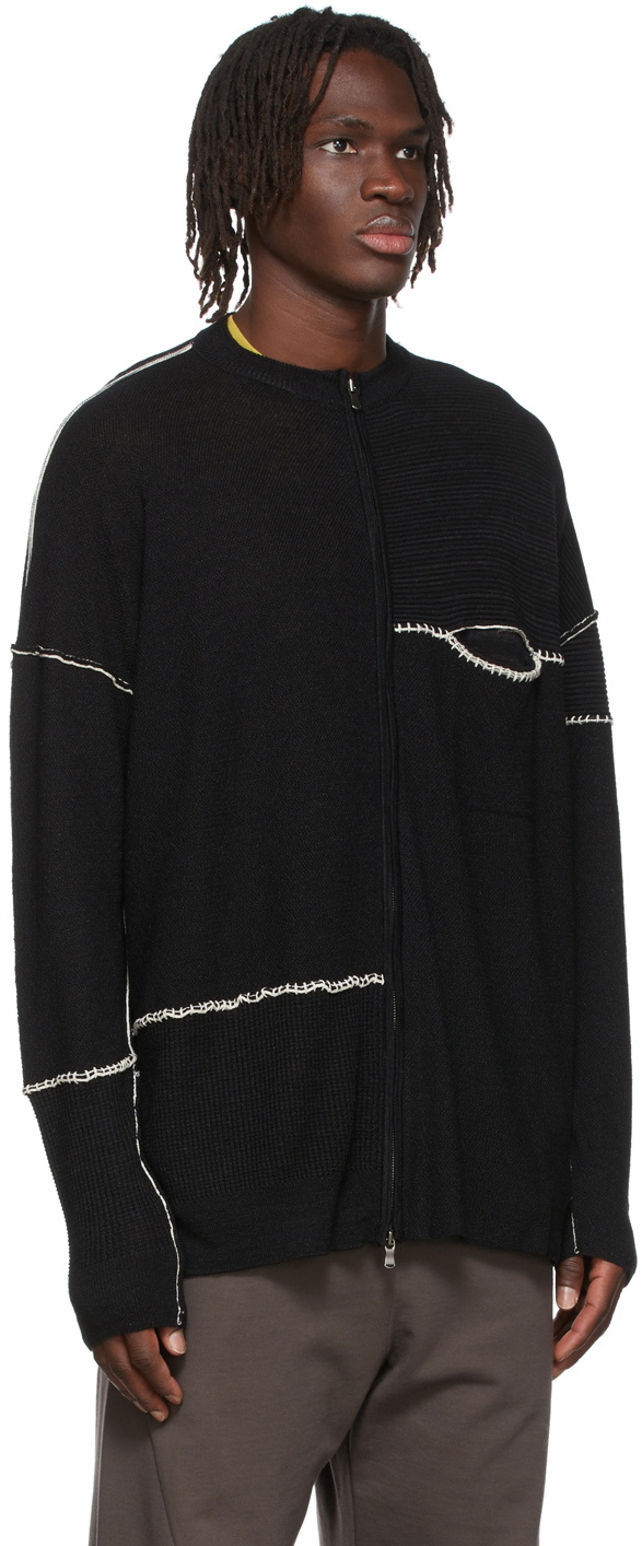 The Viridi-anne Black Hand Stitch Zip Cardigan The Viridi-anne