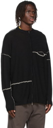 The Viridi-anne Black Hand Stitch Zip Cardigan