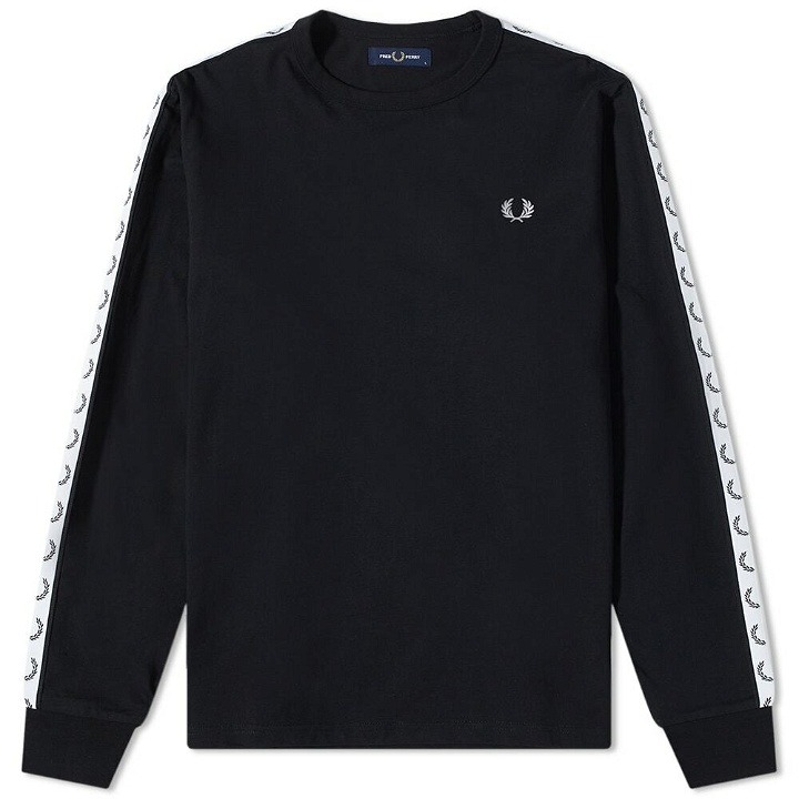 Photo: Fred Perry Authentic Men's Long Sleeve Taped Logo T-Shirt in Black
