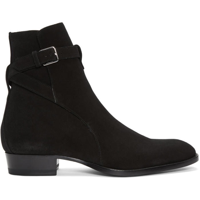 Photo: Saint Laurent Black Suede Wyatt Jodhpur Boots