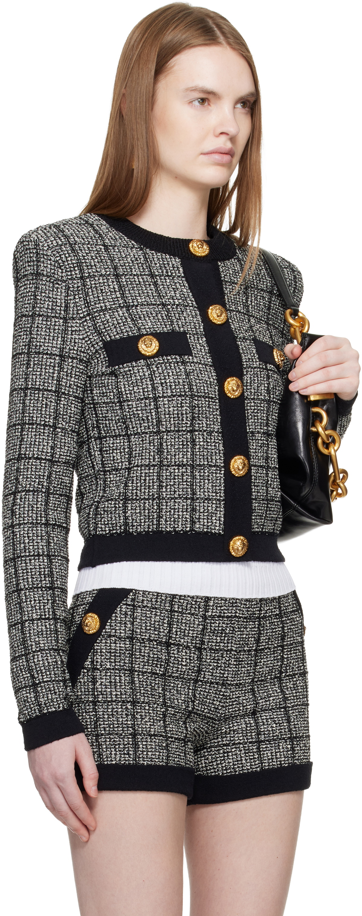 Balmain Black Light Tweed Cardigan