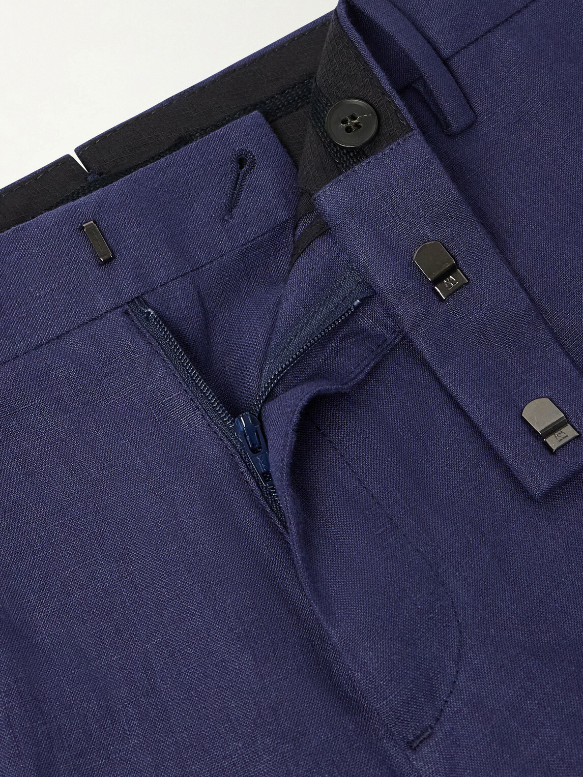Sunspel - Straight-Leg Pleated Linen Suit Trousers - Blue
