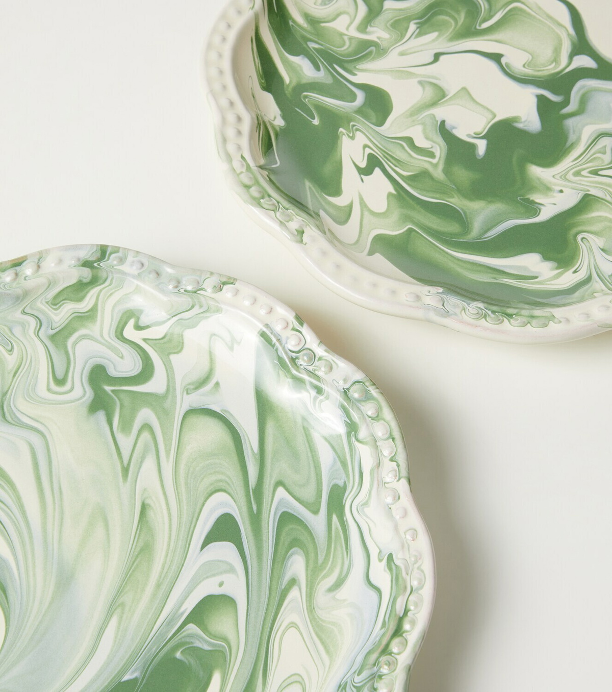 Cabana Marbled set of 2 ceramic dessert plates