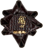 Ernest W. Baker Brown Leather Present Brooch