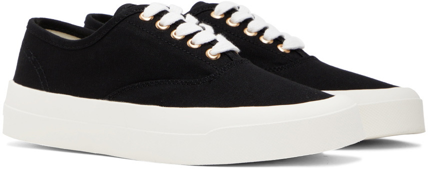 Maison Kitsuné Black Canvas Laced Low-Top Sneakers