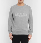 Balmain - Logo-Print Mélange Loopback Cotton-Jersey Sweatshirt - Men - Gray