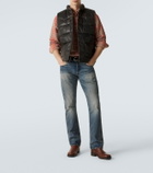 RRL Reversible leather and cotton puffer vest