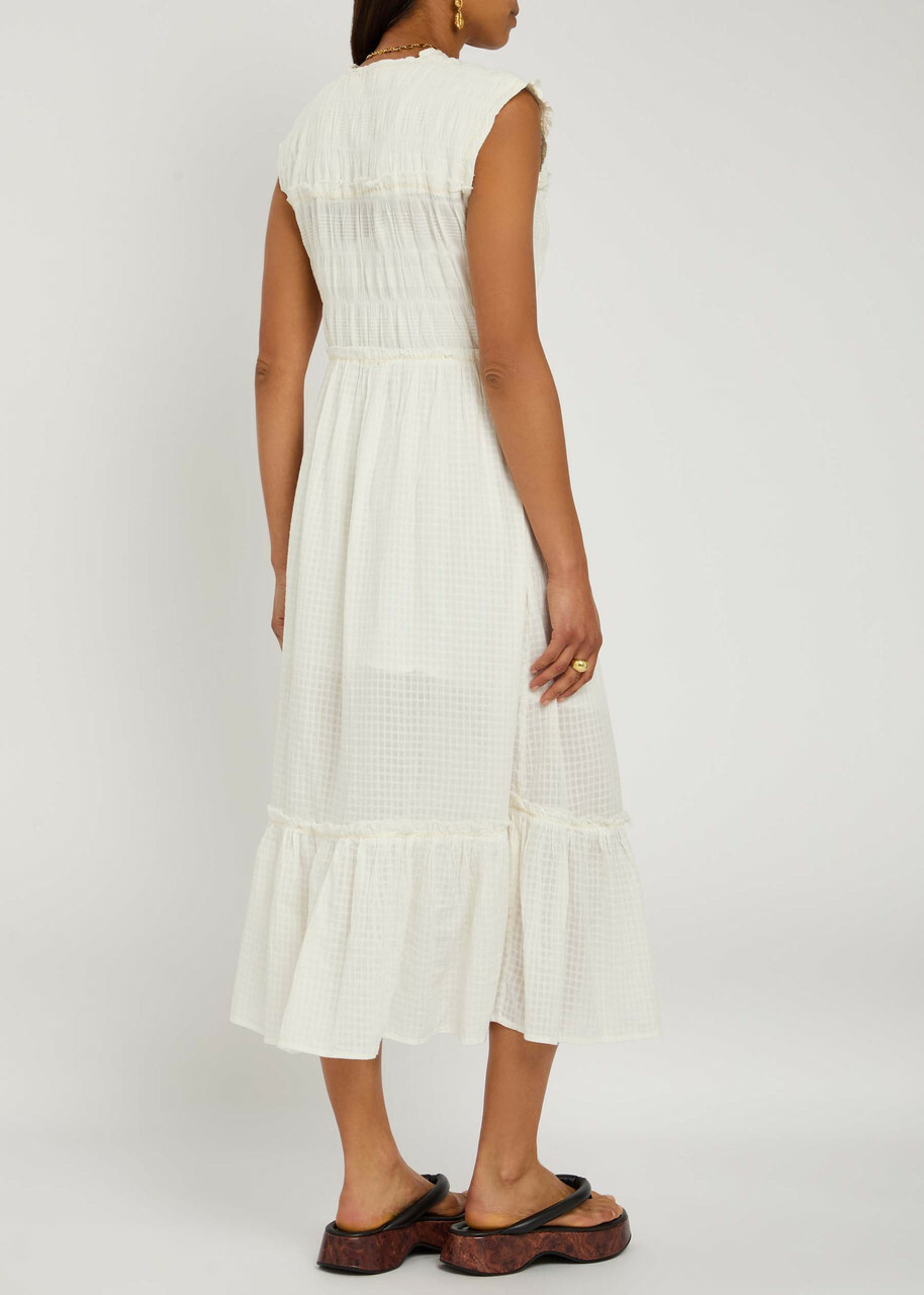 Free People Desert Dazed Seersucker Midi Dress Ivory