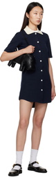 Thom Browne Navy Solid Double Face Knit Polo Minidress