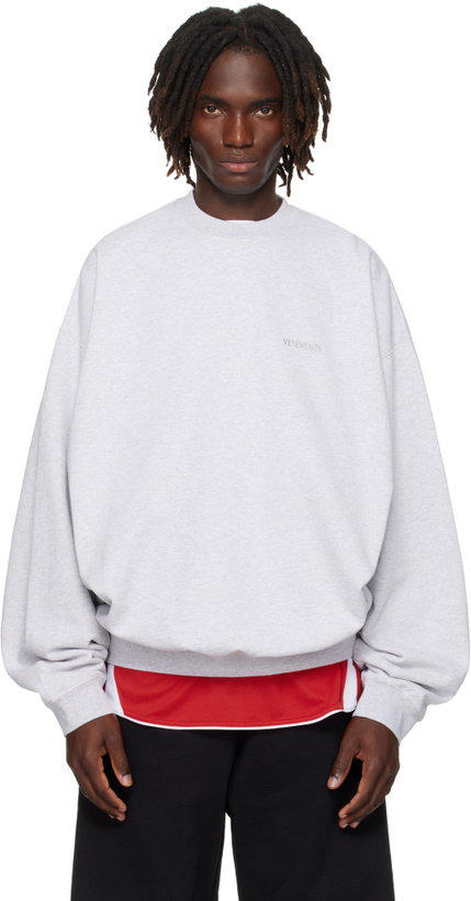Photo: VETEMENTS Gray Logo Oversized Sweatshirt