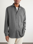 Brunello Cucinelli - Herringbone Cotton and Lyocell-Blend Shirt - Gray