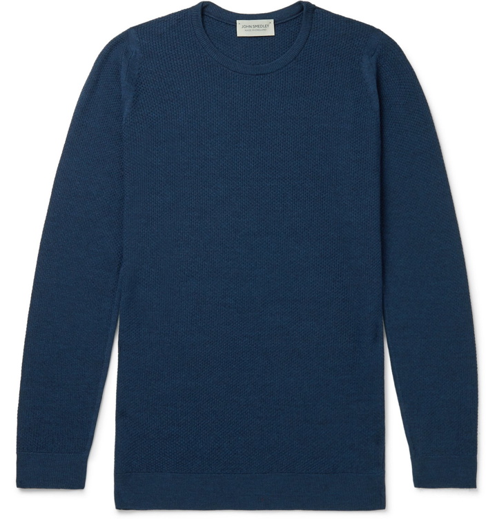 Photo: John Smedley - Slim-Fit Merino Wool Sweater - Blue