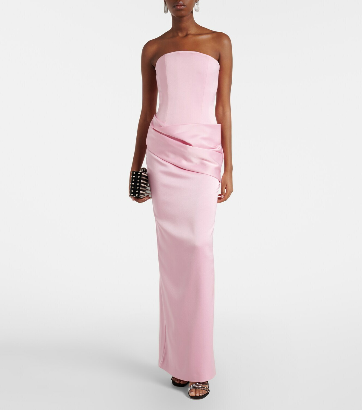Alex Perry Draped satin crêpe bustier gown