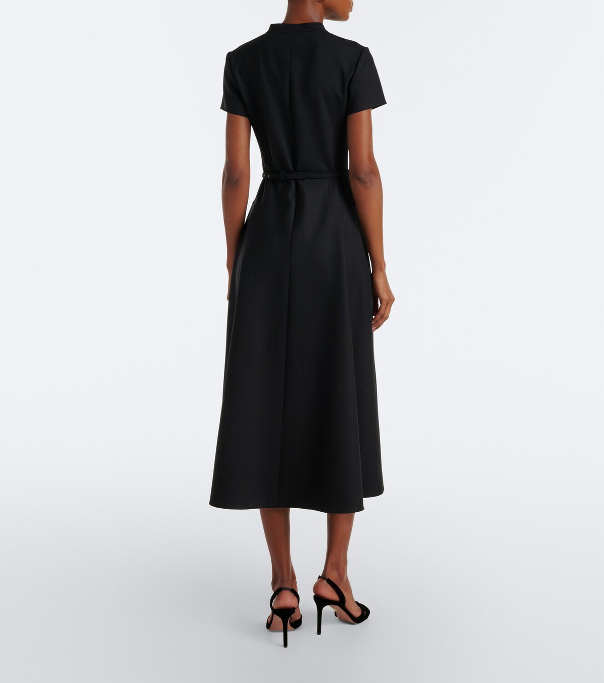 Oscar de la Renta Belted embellished wool-blend midi dress