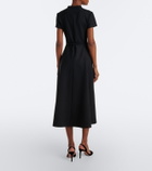 Oscar de la Renta Belted embellished wool-blend midi dress