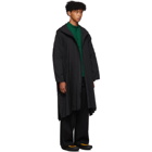 Homme Plisse Issey Miyake Black Pleated Zip-Up Coat