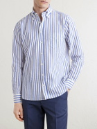 J. Mueser - Button-Down Collar Striped Cotton-Seersucker Shirt - Blue