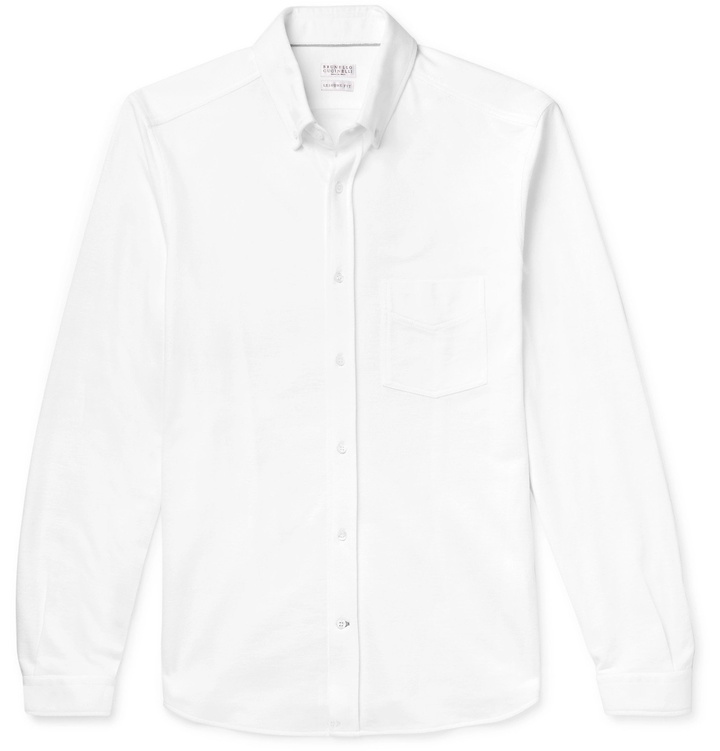 Photo: Brunello Cucinelli - Slim-Fit Cotton-Piqué Shirt - White