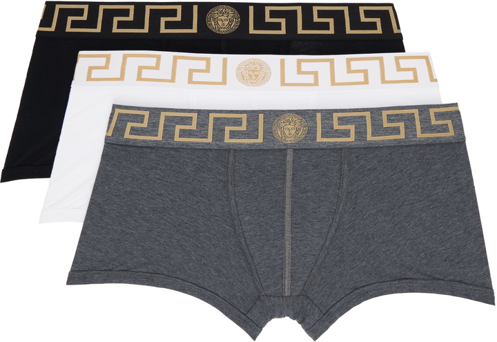 Photo: Versace Underwear Three-Pack Multicolor Greca Border Boxer Briefs