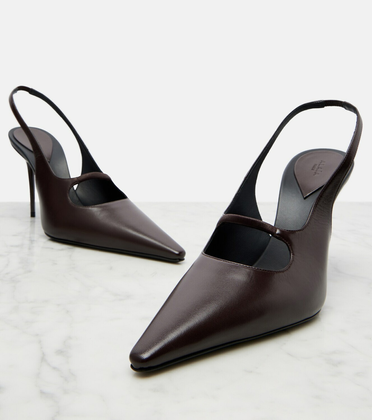 Alaïa Drop leather slingback pumps