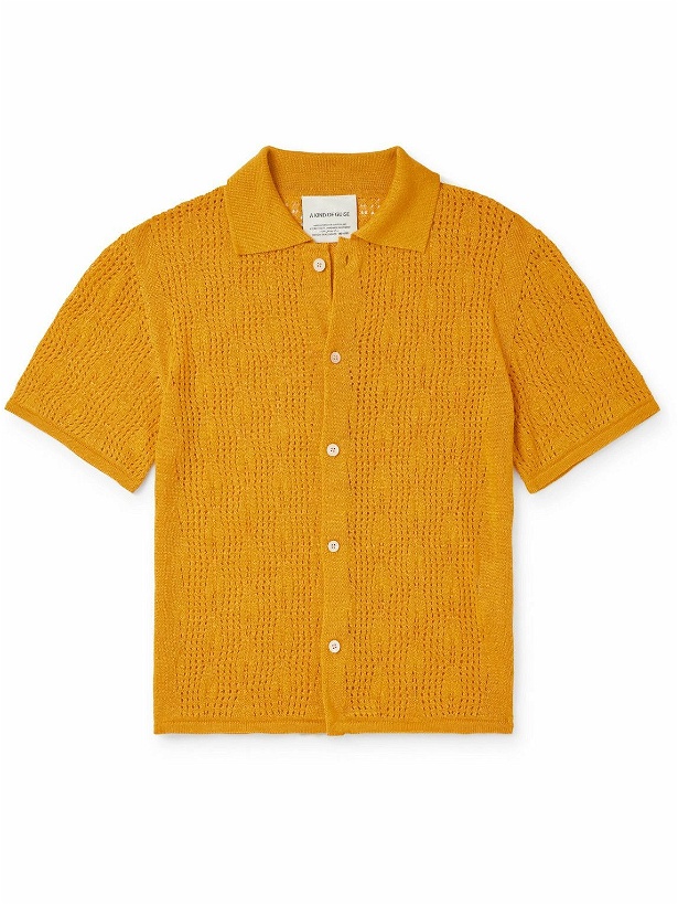 Photo: A Kind Of Guise - Kadri Open-Knit Linen and TENCEL™ Lyocell-Blend Shirt - Yellow