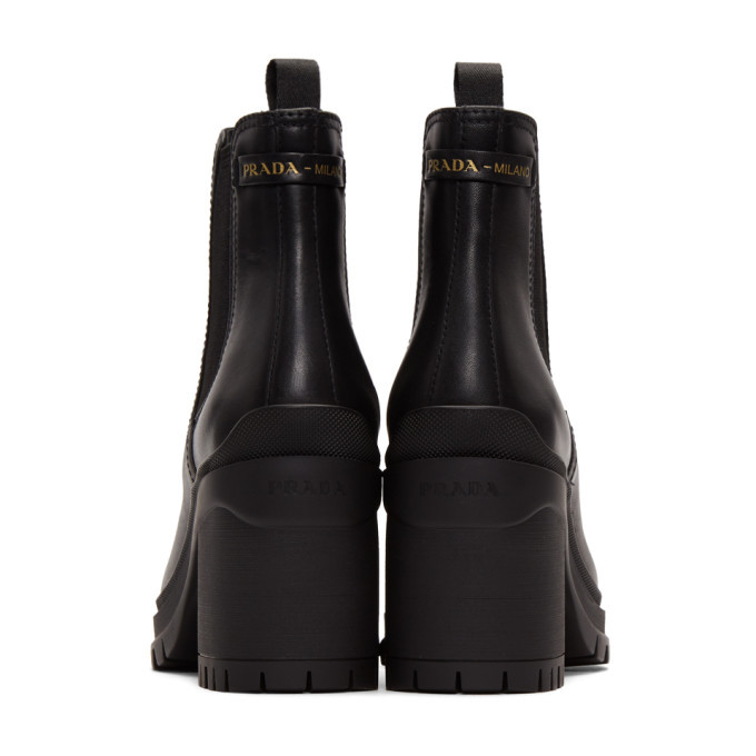 Prada Black Heeled Chelsea Boots