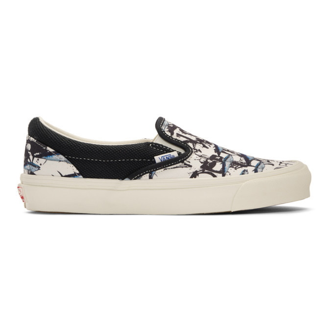 Photo: Vans White and Black Ralph Steadman Edition Tuna OG Classic Slip-On Sneakers