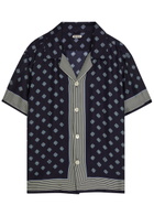 Bode Foyer Printed Silk Shirt Navy