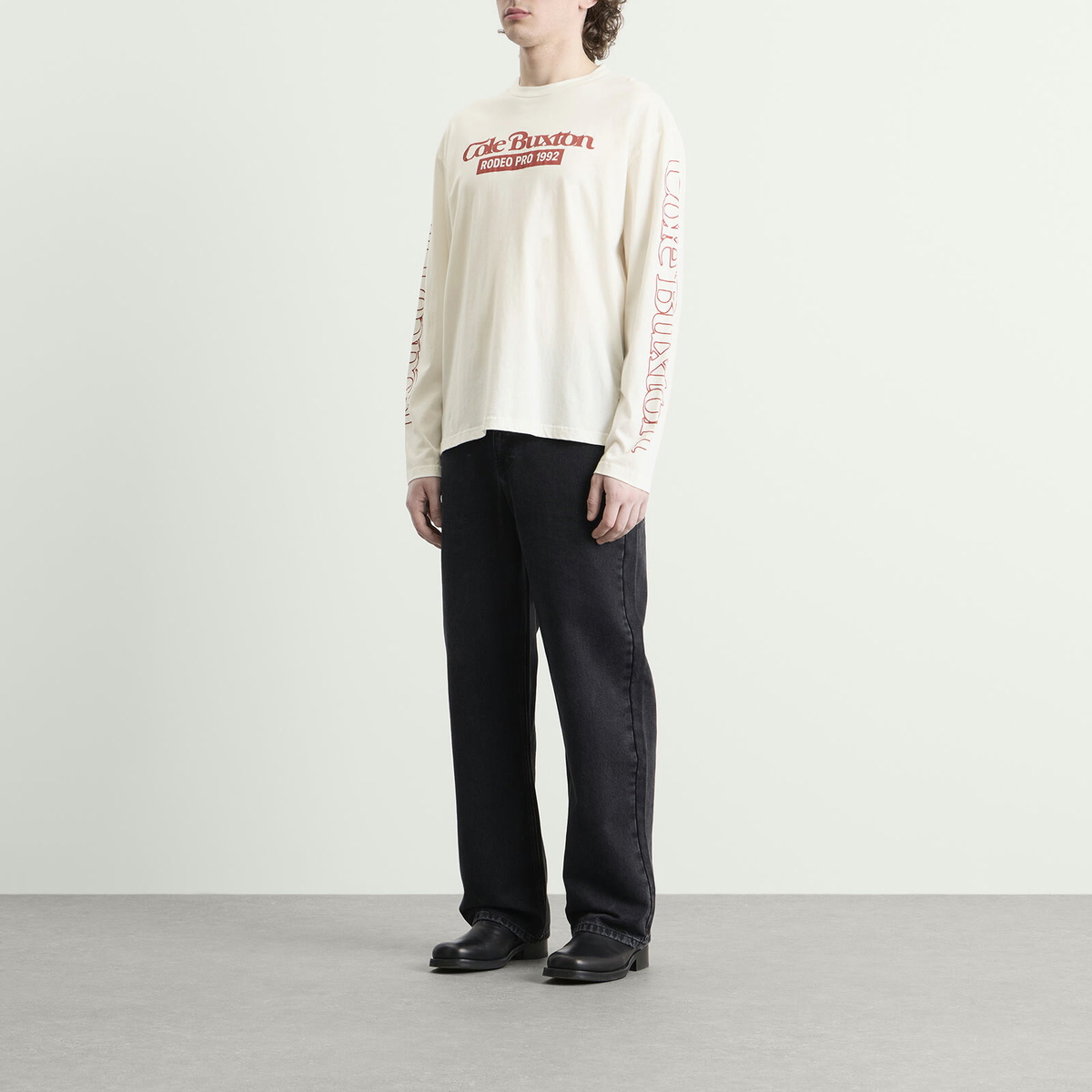 Cole Buxton Men's Rodeo Pro Longsleeve in Vintage Whitalye/Red