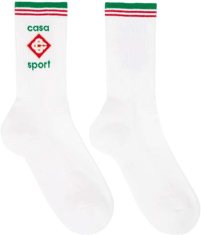 Photo: Casablanca White Ribbed Socks