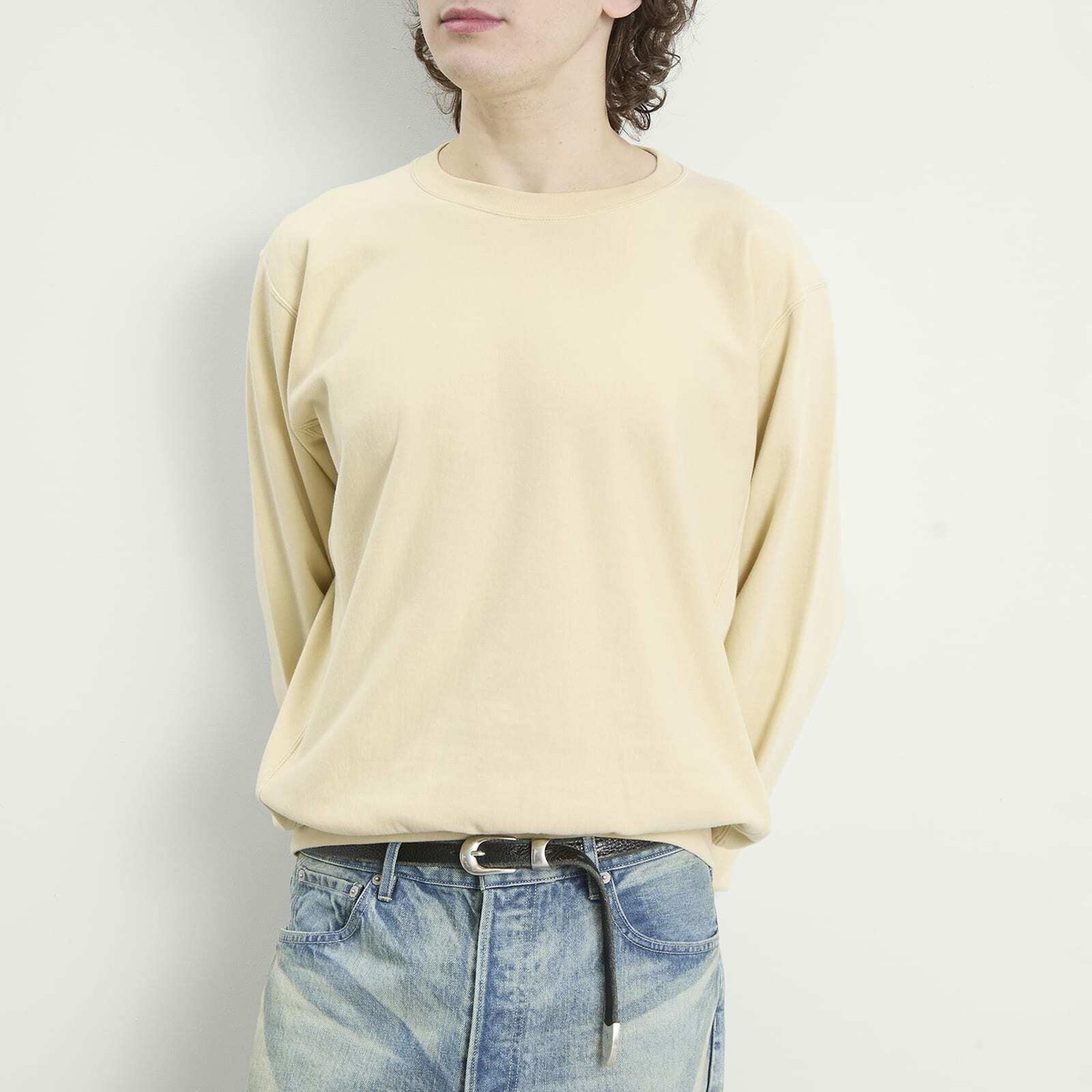 Auralee Men's High Gauge Sweatshirt in Ivory Beige